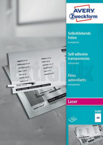 FOLIJA AVERY ZWECKFORM A4 3480 140 MIC ZA BARVNI LASER SAMOLEPILNA 1/100