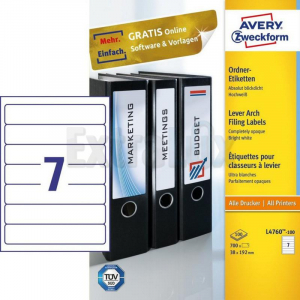 ETIKETE AVERY ZWECKFORM L4760 192X38 ZA REGISTRATORJE 1/100