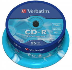 CD-R VERBATIM EXTRA PROTECTION 700MB 80MIN 52X TORTICA (43432) 1/25
