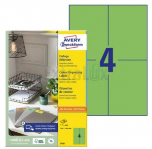 ETIKETE AVERY ZWECKFORM 3458 105X148 ZELENE 100/1