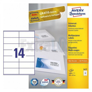 ETIKETE AVERY ZWECKFORM 3477 105X41 1/100