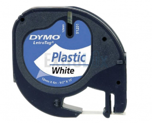 TRAK DYMO LETRA TAG 12MMX4M PLASTIF. BEL ART.91201 S0721660 91220 ČRNA NA BELI 