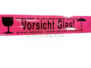 LEPILNI TRAK PP 50MMX66M RDEČ POZOR PAZI STEKLO (VORSICHT GLAS)