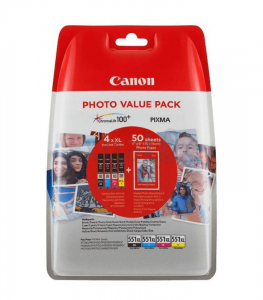 CANON KOMPLET ČRNIL CLI-551XL KOMPLET (C,M,Y,K)+PAPIR PP-201 (6443B006AA)