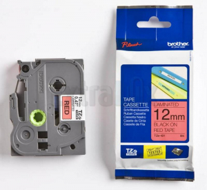 TRAK BROTHER P-TOUCH TZE-431 12MM ČRNA NA RDEČEM