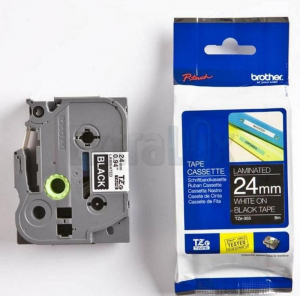 TRAK BROTHER P-TOUCH TZE-355 24MM BELA NA ČRNEM
