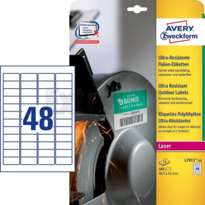 ETIKETE AVERY ZWECKFORM L7911 POLIETILEN  BELE ZELO ODPORNE 45,7X21,2 1/10