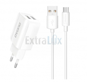 POLNILEC 2X USB 12W 220V DUDAO S PRILOŽENIM KABLOM, BEL (A2EUT)