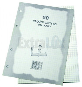 VLOŽNI LISTI A5 50L MALI KARO