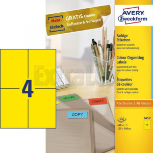 ETIKETE AVERY ZWECKFORM 3459 105X148 RUMENE 1/100