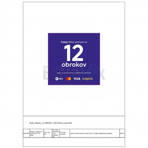 NLB-0003 NALEPKA - NAKUPI NA OBROKE NLB 12M - VELIKA 100 X 100 MM