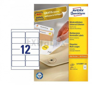 ETIKETE AVERY ZWECKFORM L4743REV 99,1X42,3 ODSTRANLJIVE 1/100