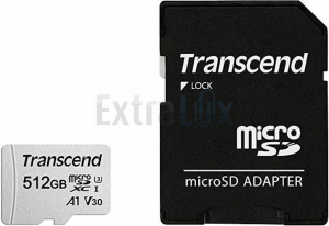 KARTICA SPOMINSKA MICRO TRANSCEND SDXC 512GB 300S, 95/45MB/S, C10, UHS-I, U3, A1, ADAPTER