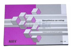 OBRAZEC 3,5 DOVOLILNICA ZA VSTOP A6 KOPIRNA