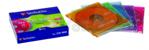 CD-RW VERBATIM 700MB 80MIN 8-12X COLOUR SLIM 1/1