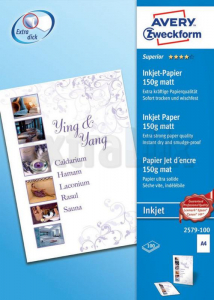 PAPIR FOTO A4 150G AVERY ZWECKFORM 2579 INK JET OBOJESTRANSKI MAT 1/100