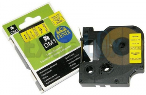 TRAK FENIX D1-45018 12MMX7M ČRNA NA RUMENEM KOMPATIBILEN (DYMO 45018 D1)
