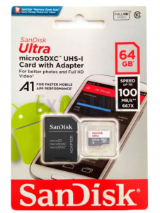 KARTICA SPOMINSKA SANDISK ULTRA MICRO SDXC 64GB + SD ADAPTER 100MB/S UHS-1/C10