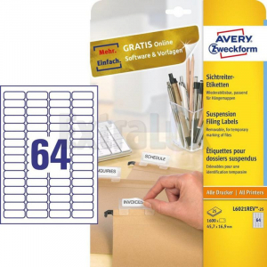 ETIKETE AVERY ZWECKFORM L6021REV 45,7X16,9 ODSTRANLJIVE 1/25
