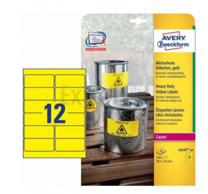 ETIKETE AVERY ZWECKFORM L6107 99,1X42,3MM POLIESTER RUMENE 1/20