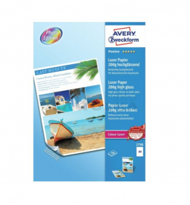 PAPIR FOTO A4 200G AVERY ZWECKFORM 2798 ZA LASER HIGH GLOSS 1/100