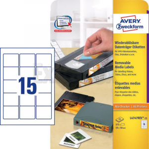 ETIKETE AVERY ZWECKFORM L4747REV 59X50 ODSTRANLJIVE 1/25