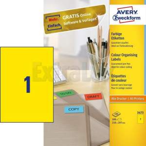 ETIKETE AVERY ZWECKFORM 3473 210X297 RUMENE 1/100