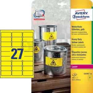 ETIKETE AVERY ZWECKFORM L6105 63,5X29,6 RUMENE 1/20