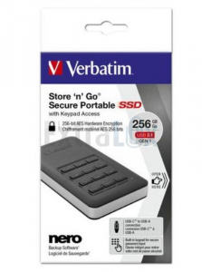 DISK ZUNANJI 256GB VERBATIM STORE N GO SECURE S TIPKOVNICO 53402 USB 3.1