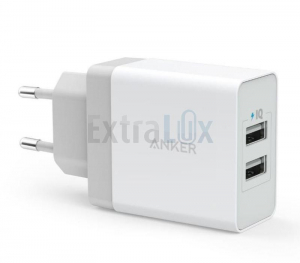 POLNILEC USB 2-PORTNI STENSKI ANKER 24W - BEL (A2021323)