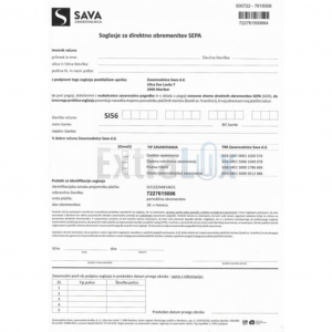 SET SOGLASJE ZA DIR.OBREMENITEV ZAV.SAVA SEPA 500/1