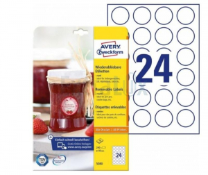 ETIKETE AVERY ZWECKFORM 5080 FI 40MM BELE ODSTRANLJIVE (240) 1/10