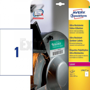 ETIKETE AVERY ZWECKFORM L7917 POLIESTER BELE ZELO ODPORNE 210X297 1/10