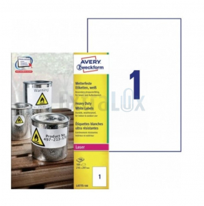 ETIKETE AVERY ZWECKFORM L4775-100 210X297 BELE POLIESTER 1/100